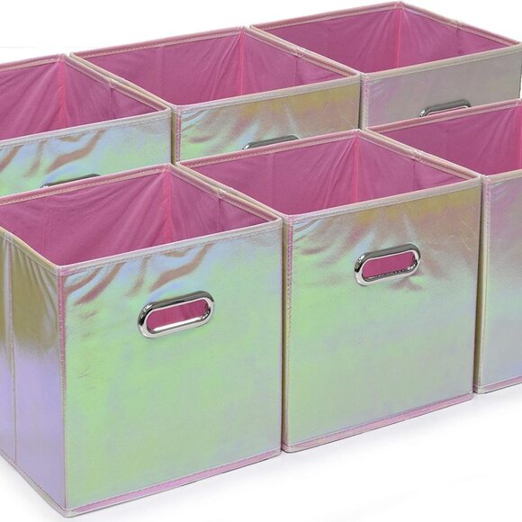 6-pack Pink Aurora Foldable Cube Storage Bins Organizer for Cubbie Toys etc.... - Picture 1 of 4